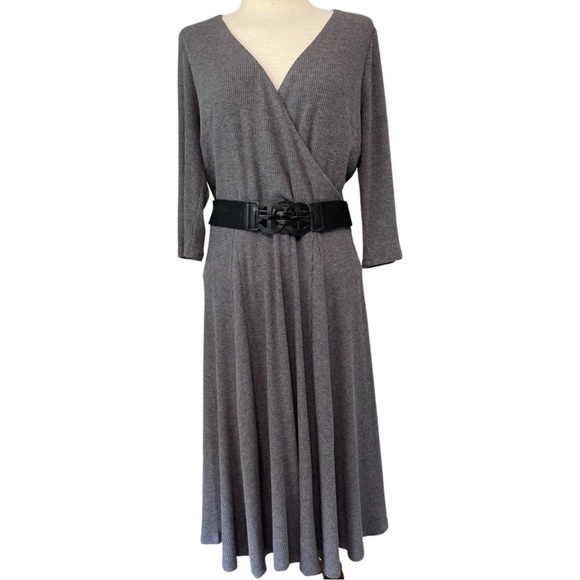 Dress Barn Heather Gray Long Sleeve Dress Size 14 NWT - Picture 1 of 10